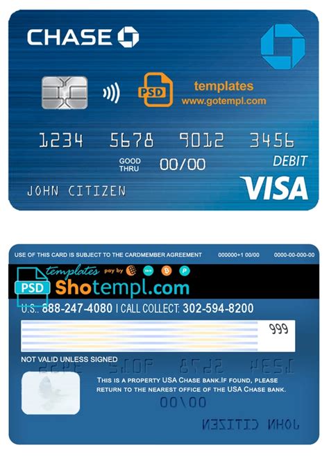 Usa Chase Bank Visa Debit Card Template In Psd Format Fully Editable