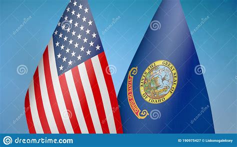 Estados Unidos Y Dos Banderas Del Estado De Idaho Stock De Ilustración
