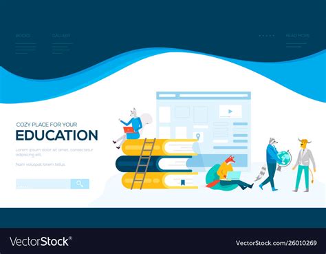 Online Education Landing Page Template Royalty Free Vector