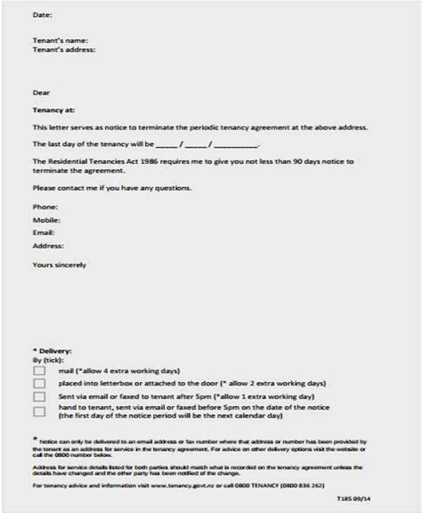 The commercial lease is for businesses etc. End of tenancy letter template nz