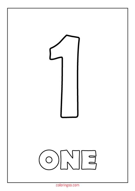 Printable Number 1 One Coloring Page Pdf For Kids Printable