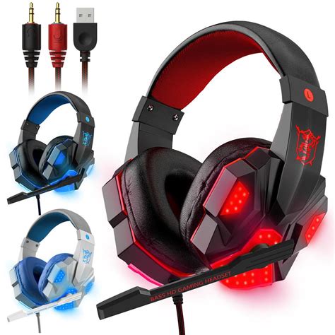 Buy 35mm Gaming Headset Mic Led Headphones Stereo Bass Surround For Pc