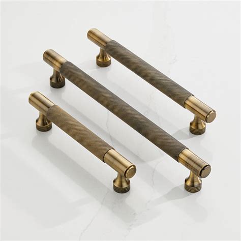 Solid Brass Antique Gold Knurled Door Bar Handles By Pushka Home