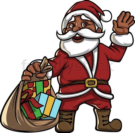 Black Santa Claus Leaving Christmas T Cartoon Clipart Friendlystock