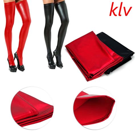 klv popular super deal black leather stockings back zipper high quality women stocking new sexy