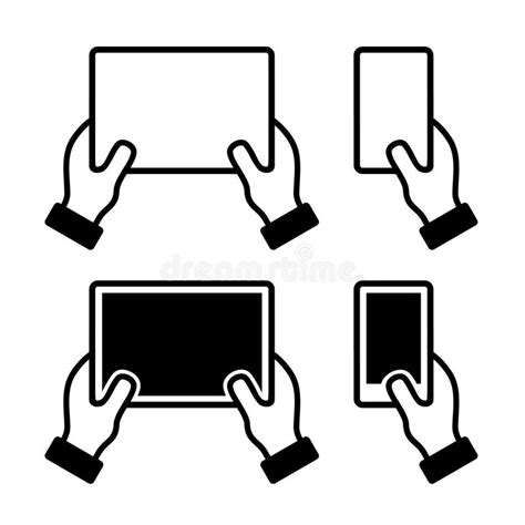 Icons Set Of Hands Holding Smart Phone And Tablet Stock Vector