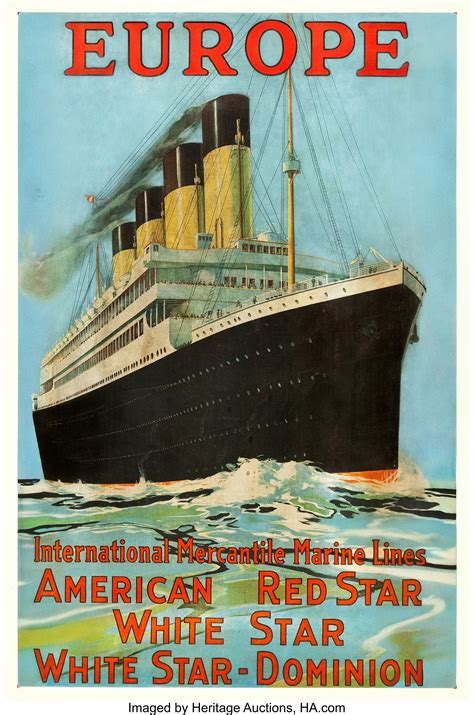 Europe White Star Line Olympictitanic C1912 Travel Poster Lot