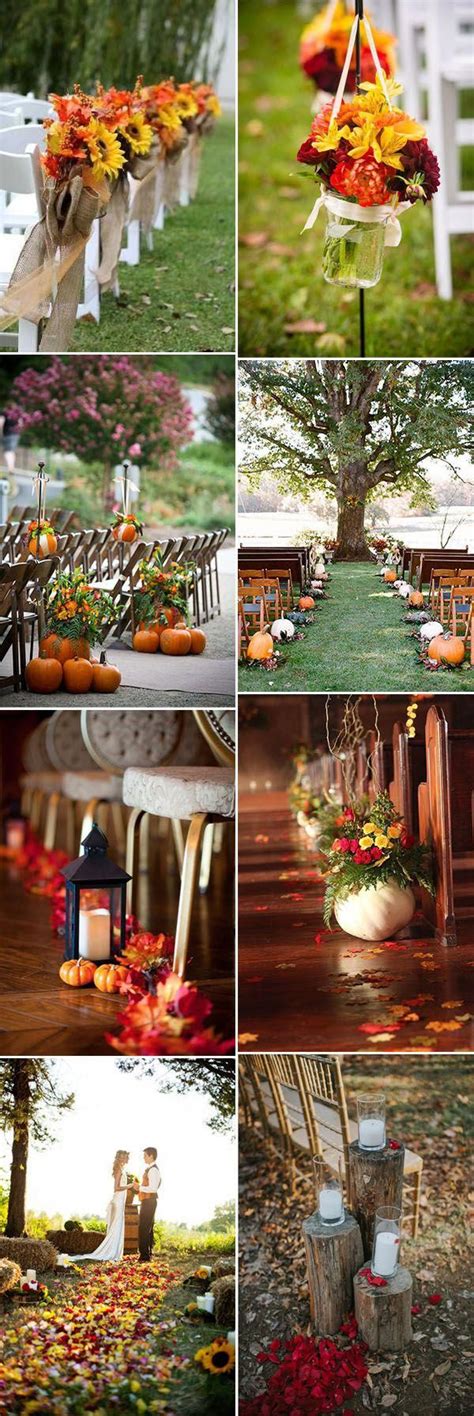 Charming Fall Wedding Ceremony Aisle Decoration Ideas Fall Wedding