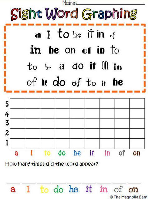 Sight Word Graphing Sight Word Graphing Teaching Homeschool