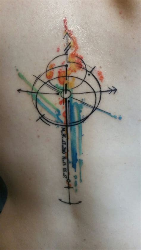 My First Tattoo Abstract Compass With Watercolor Done By Mel K Lockett