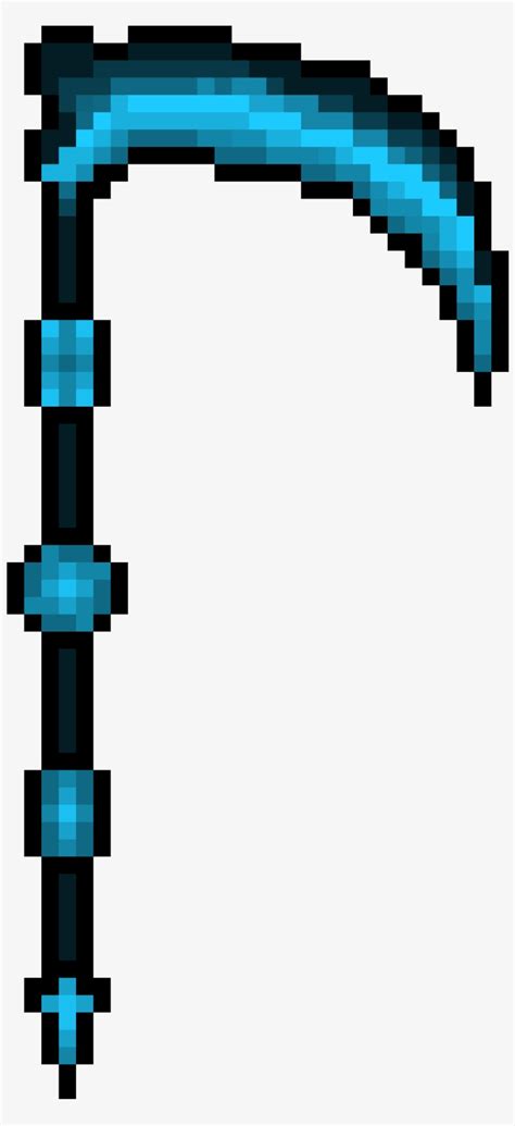 Ice Scythe Cool Pixel Art Scythe Transparent Png 1020x1950 Free