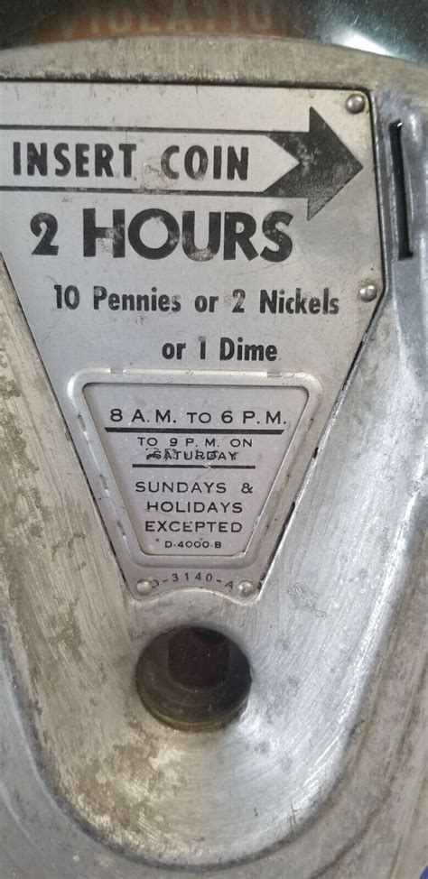 Vintage Dual Brand 2 Hour Parking Meter 10 Penny 2 Nickel Or 1 Dime No