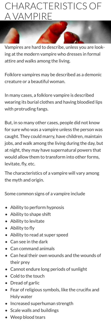 Vampire Characteristics Modern Vampires Mythological Creatures Vampire