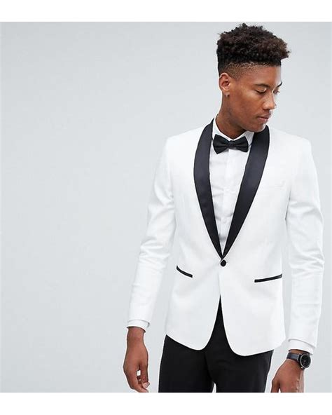 Lyst Asos Tall Slim Tuxedo Suit Jacket In White With