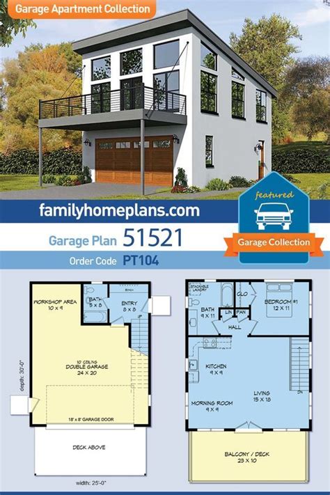 I know you will find this useful especially if you are planning your own apartment. Modern Style Garage-Living Plan 51521 with 1 Bed, 2 Bath ...