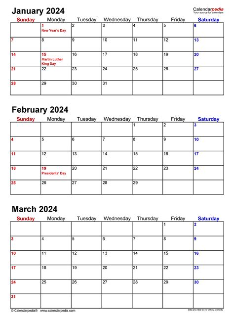 Quarterly Calendars 2024 Free Printable Pdf Templates