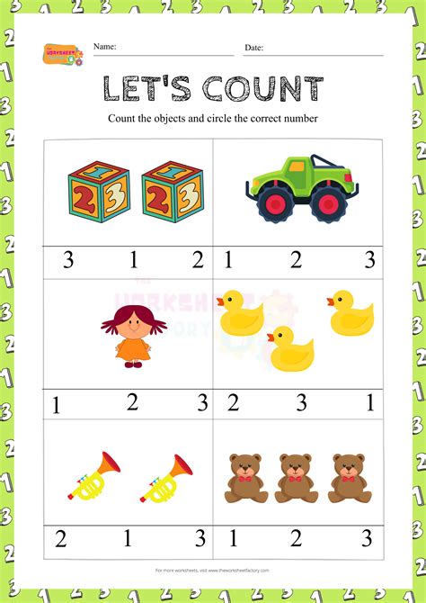 Numbers 1-3 Worksheets For Kindergarten