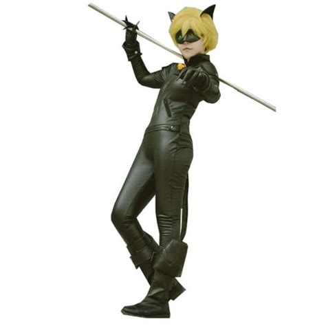 Miraculous Ladybug Cat Noir Black Pleather Jumpsuit Costume