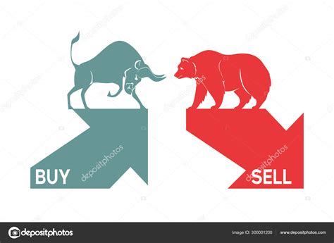 Bull And Bear Symbols With Green And Red Arrows Stock Market And