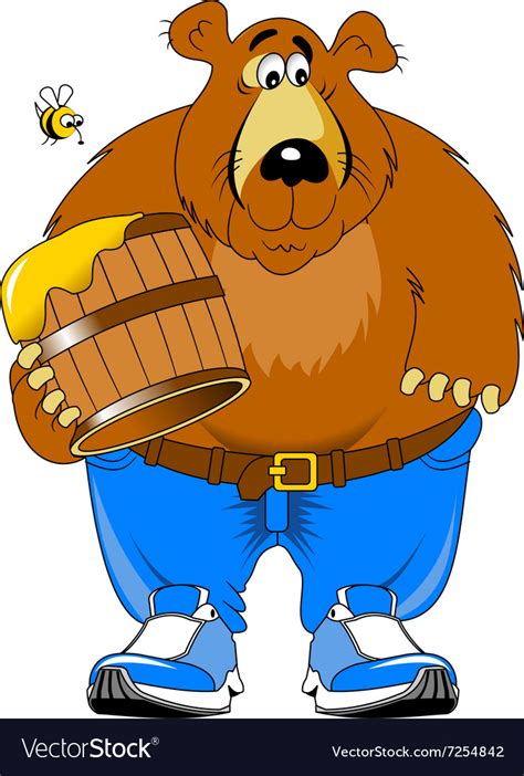 Cartoon Bear With Honey Royalty Free Vector Image