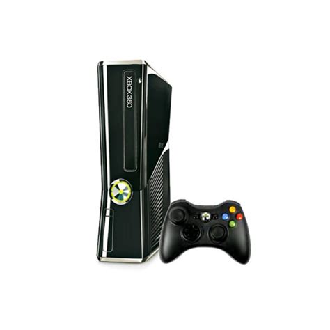 Xbox 360 Slim Console Glossy Black And Chrome Rimsno Memory