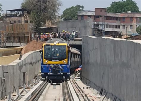 ahmedabad metro gmrc begins trial run on sabarmati bridge and underground section