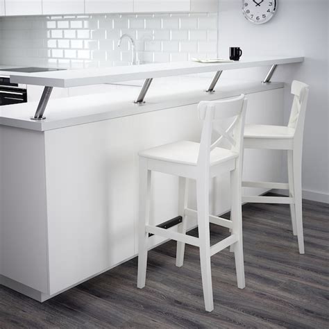 New ikea marius black stool multi purpose kitchen breakfast bathroom bar chair. INGOLF Bar stool with backrest - white - IKEA