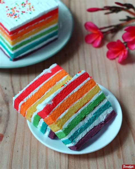 Rainbow Cake Kukus Cantik Mudah Dibuat Resep Resepkoki