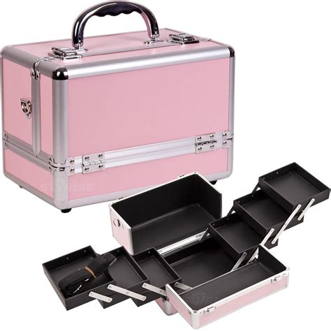 3 Tiers Expandable Trays Pink Makeup Case C0001