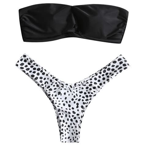 2018 Bikini Swimwear Leopard Print Twist Bandeau Bikini Set Women High