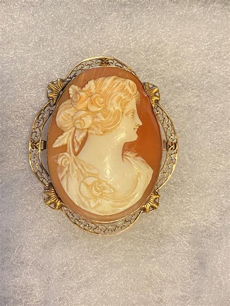 Antique Cameo Broochpendant 10k Gold Carved Shell Etsy