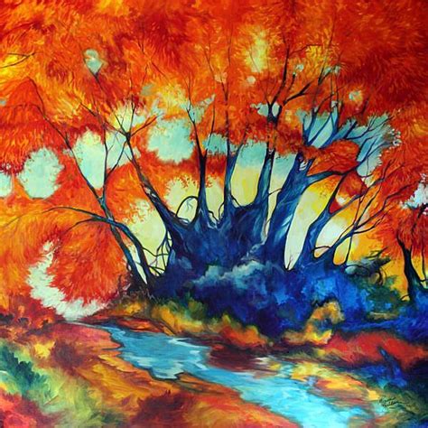 Fall Landscape Abstract Red Trees Commissioned By Marcia