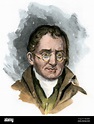 Científico inglés John Dalton. Mano de color halftone de ilustración ...