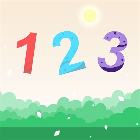 Cartoon Kids With 123 Numbers In Green Nature Landscape Background