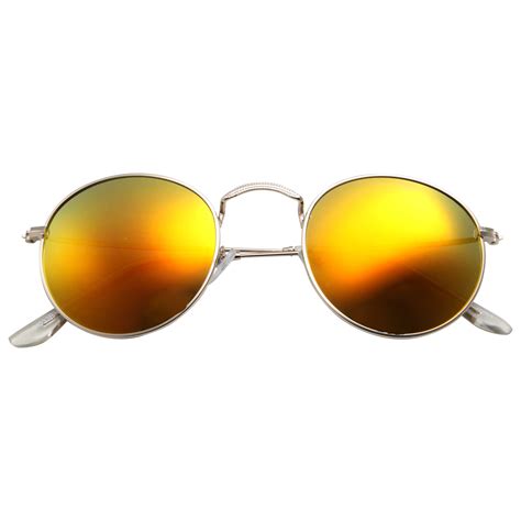grinderpunch retro classic round metal frame mirrored lens sunglasses
