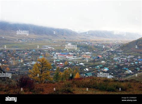 Village Coated By Matutinal Mist Type With Heights Stock Photo Alamy