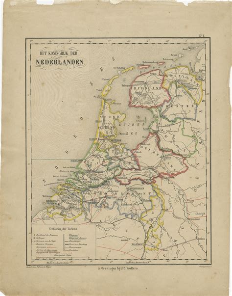antique map of the netherlands by brugsma c 1870