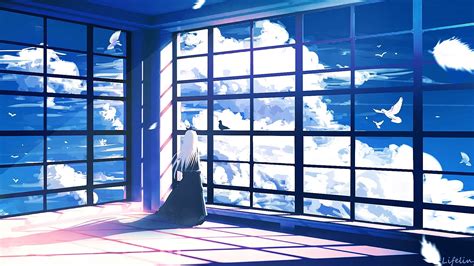 Anime Lifeline Sky Window Clouds Anime Girls Hd Wallpaper