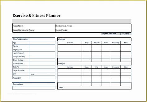 Free Personal Training Program Template Of Exercise And Fitness Planner
