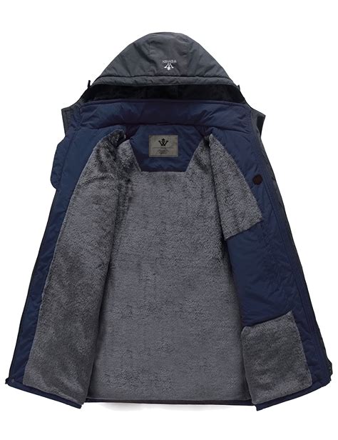 Wenven Mens Winter Fleece Snow Coat Mountain Jacket With Detachable