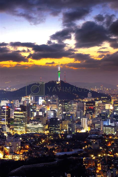 Royalty Free Image View Of Downtown Cityscape And Seoul Tower In