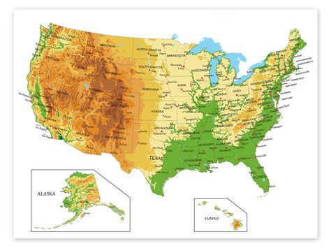 Topographic Map Of Usa Van Editors Choice Als Poster Canvas Print En