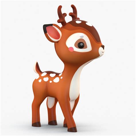 Cute cartoon deer 3D model | Deer cartoon, Cute cartoon animals, Cute cartoon