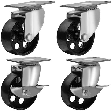 Set Of 4 All Steel Swivel Plate Casters And 2 With Brake