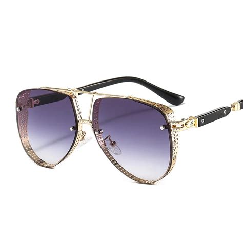 2021 new hollow pattern oval sunglasses men women luxury trend brand designer metal alloy frame