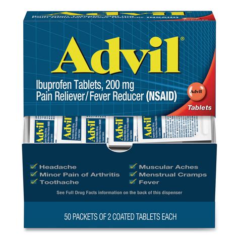 Advil Ibuprofen Tablets Two Packs 50 Packsbox