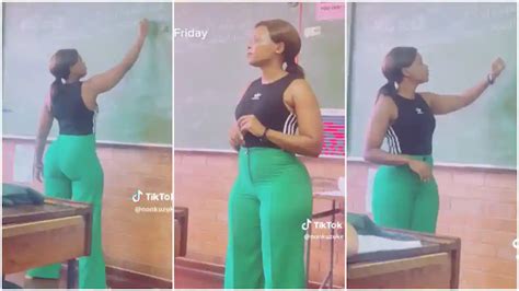 beautiful teacher stirs internet with her curves