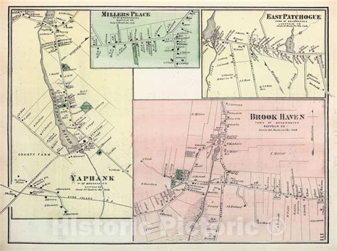 Historic Map Beers Map Of Yaphank Millers Place Brook Haven And