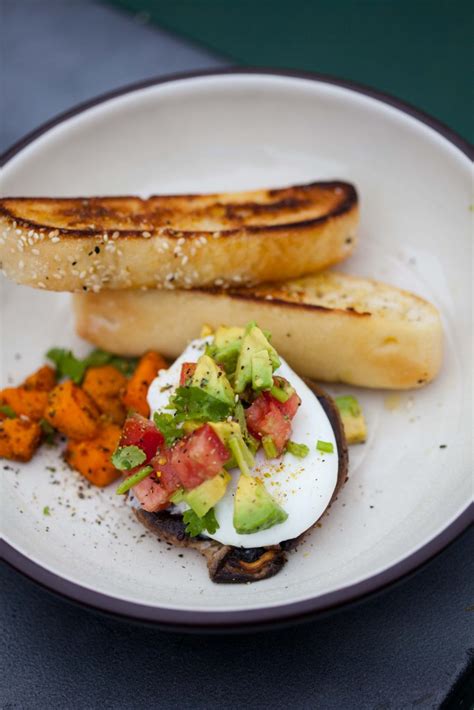 Easy Poached Eggs With Sweet Potato Hash And Avocado Salsa