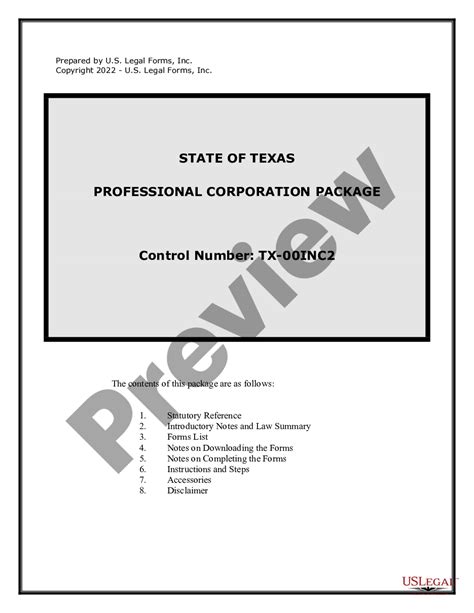 Professional Corporation Package For Texas Professional Corporation